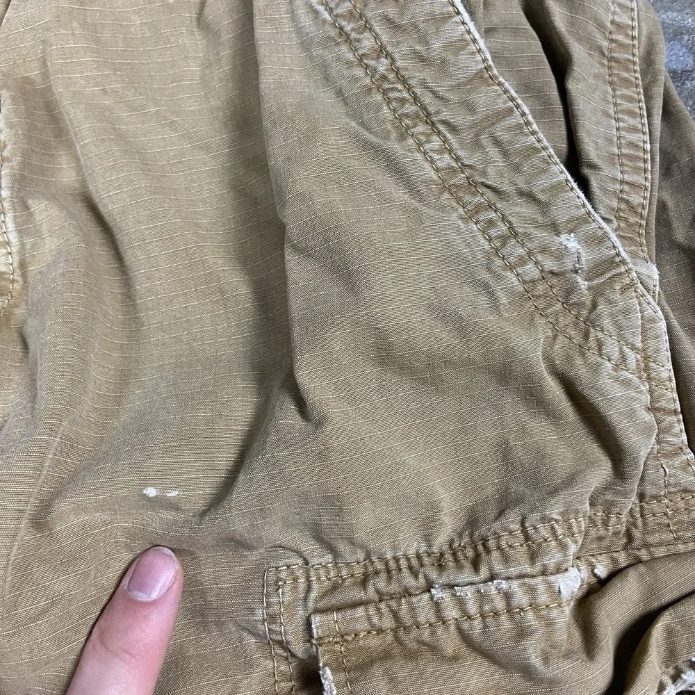 Vintage Y2K American Eagle Cargo Pants Size 32x30 Beige Rip‎ Stop Loose Fit Work